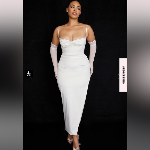 House of CB - FLORA IVORY SATIN CORSET DRESS Midi - Picture 4 of 15